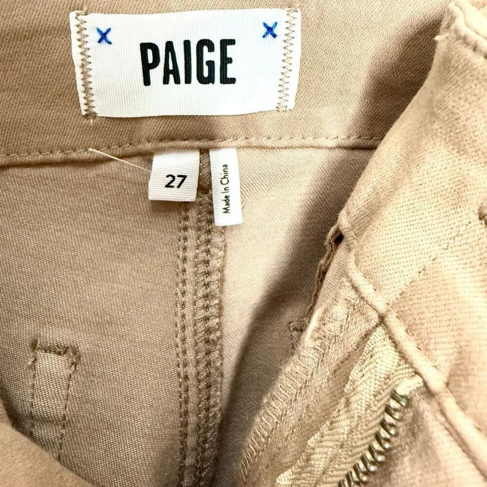 NWT PAIGE Carly Coated High Waist Wide Leg Jeans in latte Size 27